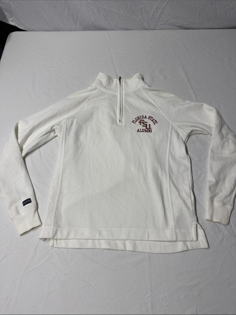 Jansport White Half-Zip Pullover with Maroon Logo size Med women